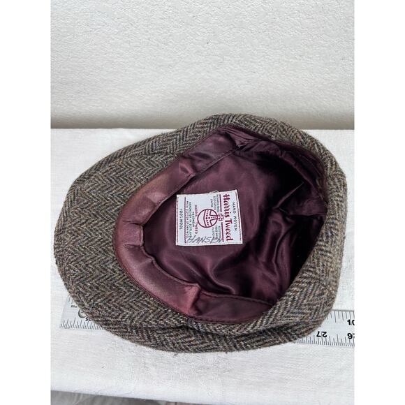VINTAGE 100% WOOL HAND WOVEN HARRIS TWEED FLAT CAP - Picture 6 of 8